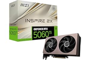 MSI NVIDIA GeForce RTX 5060 Ti 16G Inspire 2X OC Carte Graphique 16 Go GDDR7 (28 Gb/s/128 Bits), Refroidissement à Double Ventilateur (2 x Ventilateurs STORMFORCE) - HDMI 2.1b, DisplayPort 2.1b,