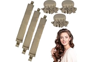 WUGU Locken Ohne Hitze, 3 Stück Heatless Curls Set Lockenwickler, Neu Rutschfest Heatless Curls, Heatless Curls Silk Haarcurler für Kurzes, Mittleres, Langhaarmädchen, DIY Overnight Curls-Gold schwarz