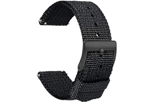 TStrap Nylon Uhrenarmband 20mm - NATO Stil Armband Weiches Schwarz Schnellverschluss Uhrband – Canvas Militär Uhrenarmbänder Herren und Damen – Smart Uhrenarmband - 18mm 20mm 22mm 24 mm