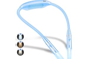 Gritin Lampe de Lecture de Cou Rechargeable, Liseuse Lampe pour Lire au Lit-3 Couleurs Protection des Yeux, Luminosité Réglable, 80H+Autonomie, Cou Ergonomique & Bras Flexible-Far Peak Bleu
