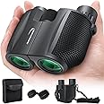 Aurosports 10x25 Folding High Powered Binoculars with Weak Light Night Vision Clear Bird Watching Great for Outdoor Sports Games and Concerts