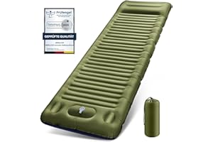 JEMULICE Matelas de Camping avec Pompe à Pied, Épaisseur Améliorée 12CM Tapis de Couchage Autogonflant, Matelas Randonnée avec Oreiller, Matelas Gonflable Ultraléger pour Camping,Tente,Randonnée