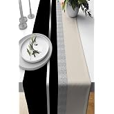 Viva Home Silver Siyah Dokuma Leke Tutmaz Premium Tay T&uuml;y&uuml; Kumaş Masa &Ouml;rt&uuml;s&uuml; Runner 40X140Cm Rnr568
