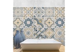 RE-COVERTILES - Adesivi per Piastrelle Bagno e Cucina 12 Pz 15x15 cm - PS00199 Decorazione murale in PVC Impermeabile mattonelle Mosaico Stile cementine Azulejos