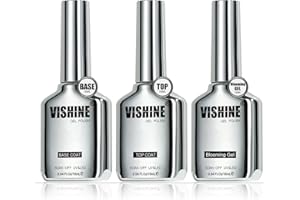 Vishine Set 3pcs 16ml Base et Top Coat & Gel Blooming Effet Marbré Finition Brillante avec Effet de Diffusion, Longue Durée Soak Off pour Ongles UV LED Design Nail Art