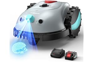 YARDCARE V100 Robot Tagliaerba a Batteria con Navigazione Visiva, Rilevamento di 150 Ostacoli, Robot Tosaerba Elettrico Fino a 150 m², Robot Tosaerba Eelettrico con Lame di Ricambio