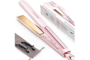 Faszin Lisseur Cheveux avec Plaques en Titane Lisse, Fer a Lisser Négatifs Ions Protect, 20S Chauffe Rapide, Écran LCD, Voltage Universel, Lisseur Boucleur Cheveux 2 en 1（Rose）