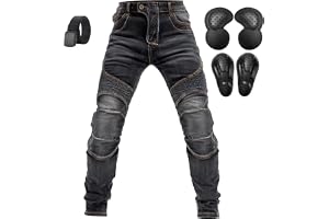 QIYUANT Motorcykelbyxor för män, Kevlar, skyddande säkerhetsjeans, motocross stretch, slitstarka, avslappnade retroracing, ri