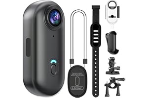 KAYSUNLINK 4K Mini POV Camera with 64GB Card, Thumb Size WiFi Body Cam, Waterproof Wearable Hand Free Portable Action Cam, Ultra Wide Angle View, Mount Anywhere for Pets, Cycling, Swimming, Vlogging, Black