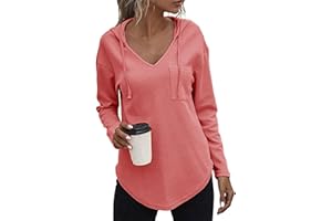 Decorie Pullover Damen Winter Herbst Hoodie Damen Sweatshirt Einfarbig Langarmshirt Damen Kapuzenpullover Casual Pulli Oberteile Tops