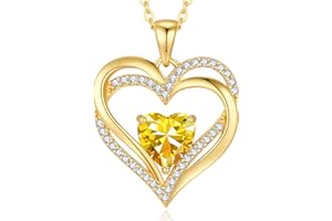 CDE Łańcuszek damski z zawieszką w kształcie serca, srebro wysokiej próby 925, z kamieniem urodzinowym, na Boże Narodzenie, Walentynki, Dzień Matki, prezent ślubny, jubileusz, urodziny, dla żony,