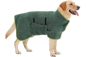 HezzLuv Peignoir pour Chien, Peignoir en Microfibre pour Chien Moyen et Grand, Super Absorbante Serviette pour Chien, Manteau de Séchage pour Animaux, Peignoir deBain à Séchage Rapide (Vert M)