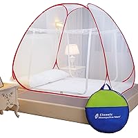 Classic Mosquito Net, Double Bed King Size, Polyester Foldable - Red.