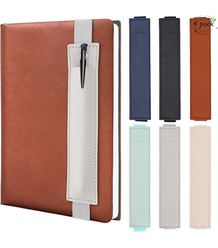 Lot De 6 Passants Autocollants Pour Stylo – Cuir Synthétique, élastique – Pour Carnets, Agendas, Organisation