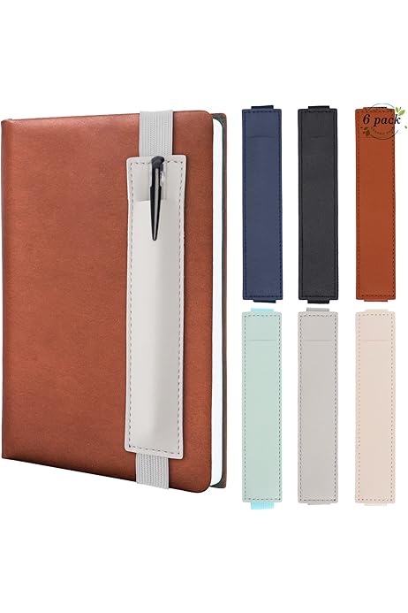 Portapenne Per Quaderno In Pelle PU - 2 Pezzi Con Fascia Elastica, Blu E Giallo - Foto 10