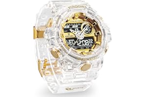 PINDOWS Herren Digitaluhr für Herren Uhr Digital Armbanduhr Herren Sportuhr Digital Analog Display Uhren mit Wasserdichtes Licht 3 Alarmgruppen Countdown Stoppuhr Multifunktionale Armbanduhren