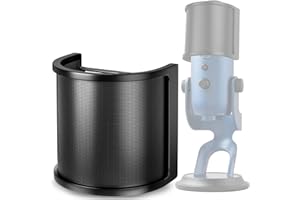 Microphone Pop Protection for Blue Yeti, PEMOTech [Improved Three Layers] Metal Mesh Foam Microphone Pop Filter, Handheld Mic Shield Mask for Studio, Vocal Recording, Videos, Streaming
