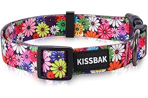 KISSBAK Collar Perros para Perros pequeños - Diseño Especial, Lindo Collar para Perros pequeños, medianos y Grandes, Collar Suave Ajustable con Flores, para Cachorros machos y Hembras(S,Girasol)