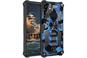 FMPCUON Funda para Samsung Galaxy S22 Ultra 5G Estuche Rígido para PC de Doble Capa,[Diseño de Bolsa de Aire Anticaída] Robusto Carcasa Azul