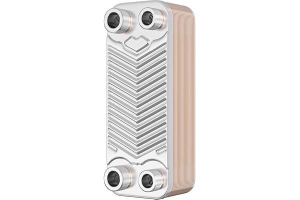 Wiltec Échangeur de chaleur thermique avec 20 plaques – 191 x 73 x 638 mm – max. 44 kW – 0,36 l par passe – en Acier inoxydable – pour Eau Solaire