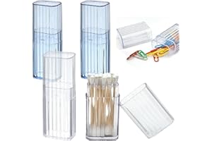 Asheyya 4PCS Cotton Bud Holder for Travel, Cotton Pad Dispenser, Toothpick Holder with Dustproof Lid for Swab Toothpicks