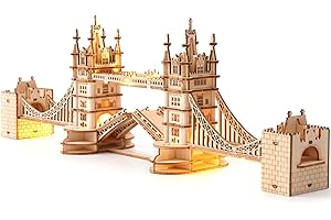 ROBOTIME 3D Kits De Modelo De Puente De Torre De Rompecabezas De Maquetas Madera para Adultos Kits De Manualidades De Construcción De Edificios De Rompecabezas Cortados con Láser