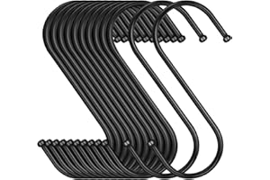 Bolatus 12 sztuk haczyków w kształcie litery S, czarne, 9 cm, metalowe haki w kształcie litery S, do zawieszenia garnków i patelni, roślin w kuchni, łazience, sypialni, ogrodzie