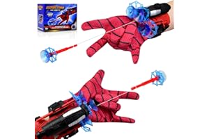 CLATOY 2 Pcs Spider Web Shooter, Spider Gloves Launcher with 6 Suction Cup Darts, Spider Toys for Boys Age 4 5 6 7 8 Spider Costume for Kids for 3-12 Year Old Boys (Red)