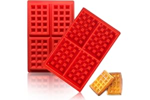 HERCHR Stampo per 2 Waffle,Set da 2 Stampi in Silicone,Stampi per Waffle Antiaderenti in Silicone per la Cottura al Forno di Waffle e Muffin Stampo Pancake Antiaderente per Cialde