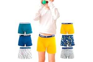 DOUBLE M, 6 Confezioni di Boxer per Ragazzi in Cotone, Biancheria Intima Morbida e Traspirante, Mutande Assortite per Ragazzi, Varietà di Colori, Taglie per Ragazzi da 2 a 12 Anni