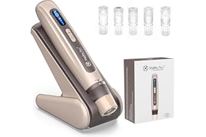 ‎BESTAUTY Hydra. Pen H5 Dermapen Microneedling Pen, EMS Mikrostrom Automatische Auftragung von Serum Microneedling 3 in 1 Beauty Tool für Hautpflege und Haarwachstum mit 5 Arten Patronen, Geschenke Frauen(Gold)