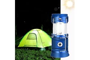 Lanterne LED Rechargeable Solaire/USB, ZVO Lampe Camping Puissante, 2 Modes Lanterne de Jardin Portable, Torche 360° Eclairage Suspendue avec Etanche pour Bivouac/Secours/Garage/Cave/Pêche(Bleu)