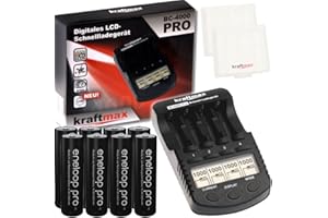 Kraftmax BC-4000 Pro ładowarka do akumulatorów wraz z 8 x Eneloop PRO AA/Mignon - najnowsza generacja - 2550 mAh