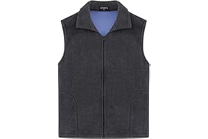 QWUVEDS Gilet in pile da donna primavera e autunno, senza maniche, casual, comodo, tinta unita, colletto alto, cerniera e tasca, abbigliamento esterno nero senza maniche cardigan da donna