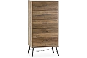 HOMN LIVING Sinfonier Clavel 5 cajones Color Rustic, guías metálicas, 60 cm (Ancho) 40 cm (Profundo) 122 cm (Altura)