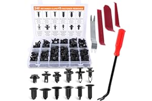 YaoFaFa 240PCS Remaches Plastico, Universales Grapas Coche 6 Tamaños Clips de Fijación para Coche Grapas Paneles de Puerta de Parachoques Fender con 5 Piezas Herramientas Desmontaje Coche