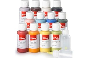 Pasler Underglaze Set - 2 fl oz/60 ml, Concentrated Opaque Liquid Underglaze for pottery bisque, Set of 12 Colors