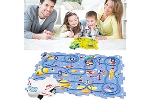 Lifemaison 25PCS Rail Car Building Toys,3D Puzzle Board Track Car Play Set,Educational Puzzle Slot Car Track Playset,DIY Assembling Electric Trolley,Educational Montessori Toys Gift for Kids 3+,Space