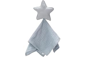 ZIGJOY Couverture de sécurité pour bébé Mousseline de Coton Nouveau-né Consolateur Doudou bébé pour Filles garçons Unisexe Grand Cadeau pour Tout-Petits Enfants Étoile Gris