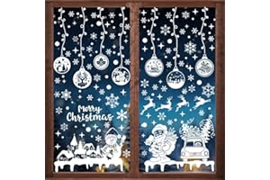KILLIAN'S STORE 240pcs Christmas Window Stickers White Xmas Window Decorations Static Snowflake Double Sided Window Cling for Christmas Window Decorations