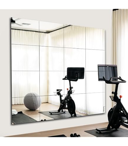 Specchio Da Palestra Per Casa 2 Pezzi 142,6 X 40,6 Cm | Grande Specchio Da Parete Senza Cornice | Vetro Temperato Infrangibile Per Fitness, Yoga, Bagno, Camera Da Letto