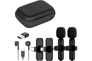 Ryzwoc K3 Lavalier Mikrofon Wireless für iPhone Android und Computer, 2,4GHz Wireless Mikrofon, Plug-Play Ansteckmikrofon Kabellos für Aufnahme,Live Streaming,YouTube,TikTok (2 Sender)