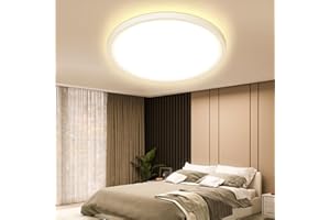OTREN Plafoniera LED Soffitto, 24W Lampada da Soffitto, 3000K Lampada Luce Moderna IP44 Impermeabile Plafoniera Bagno per Camera da Letto, Cucina, Soggiorno, Ufficio, Balcone, Ø27CM