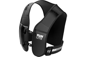 RUN LITE Chaleco Reflectante para Correr con Soporte para Teléfono – Bolsa Impermeable, Cinturón Ajustable, Porta Botella de Agua, 5 Bolsillos, Unisex M/L (84-112 cm)