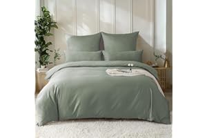 ‎SOULFUL SOULFUL Satin Bettwäsche 135x200 Baumwolle,100% Langstapelige Baumwolle Seidig Luxus Bettzeug, ÖkoTex Zertifiziert & für Allergiker Geeignet, 1 Bettbezug 135x200 & 1 Kissenbezug 80x80,GrauSage