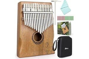 LOTMUSIC Kalimba Thumb Piano 17 Tasten Tragbares Mbira Finger Piano mit Mahagoniholz und Tune Hammer Geschenken für erwachsene Kinder und Anfänger (Licht)