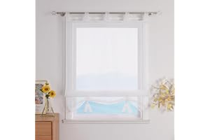 Eslir roleta rzymska ze szlufkami, do kuchni, przezroczysta, nowoczesna, woal, 1 sztuka BxH 60x155cm biały