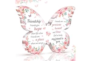 CHERIGIFT Friendship Gifts for Women, Best Friend Christmas Birthday Gifts - 5x3.8x0.5 Inch Acrylic Butterfly Friendship Plaques - Birthday or Christmas Presents for Women Friends, Famale, Sister, Bestie, BBF