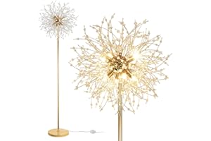 ‎RAYOFLY Rayofly Modern Stehlampen, Gold Feuerwerk Kristall Stehlampe Wohnzimmer, 8-Flammige Kristalle Stehlampen mit Fußschalter, Hohe 172CM, Glas Metall Stehleuchte, Golden Stehlampe für Schlafzimmer