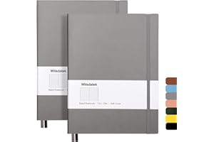 Wiisdatek B5 College Ruled Notebooks - 2 Pack B5 Large Journal Notebooks with 376 Numbered Pages,100gsm Thick Lined Paper,Soft PU Leather Cover,7.6 X 10 inch(Gray)
